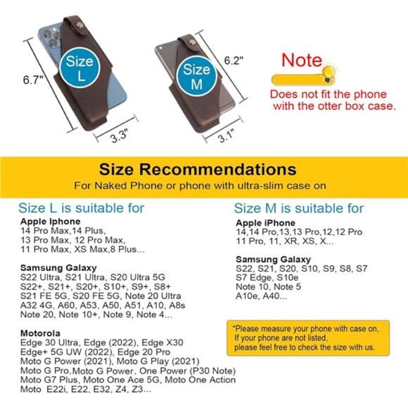 Leather Cell Phone holster with Belt Clip,Leather Phone pouch for iPhone Samsung - Picture 5 of 7